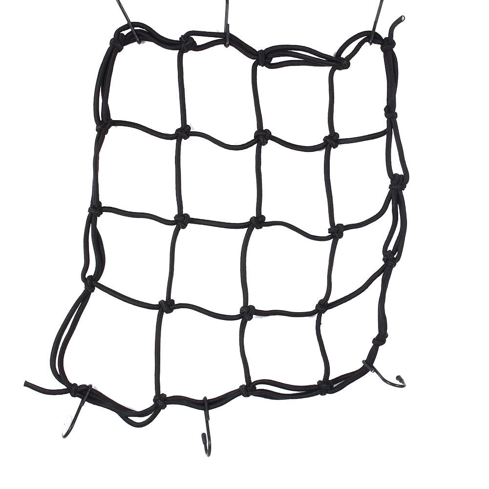11.8 x 11.8 Small Cargo Net with 3 Colors 6 Hook Hold Down Cargo Helmet Web Bungee Cord Packing Mesh Net Rope Metal Material Fit for Motorcycles red Cars Cargo Net 